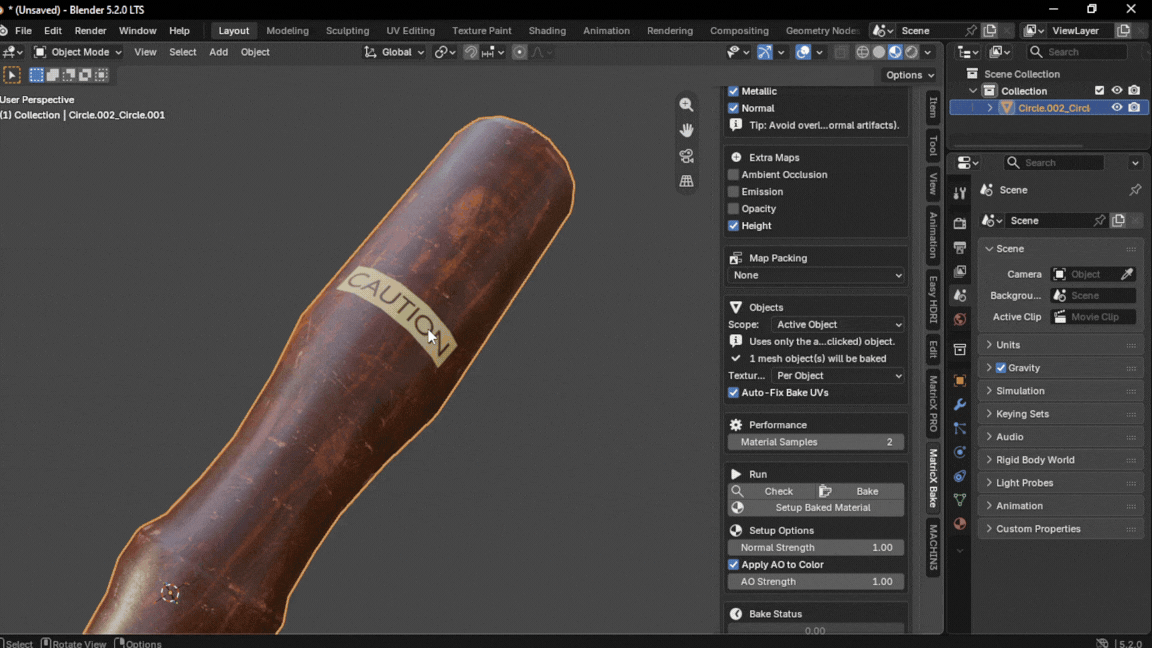 Baking decals and combining them with the material maps in MatricX Bake.