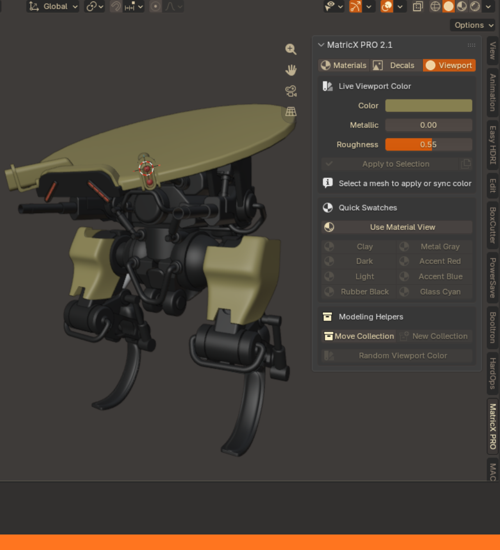 The MatricX Viewport workspace next to a blockout model.